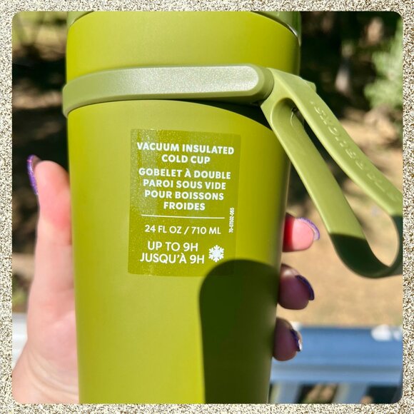 🍁 NWT 2025 Starbucks Fall Olive/Army Green Vacuum SS Cold Cup w/ Twist Straw - Picture 9 of 10